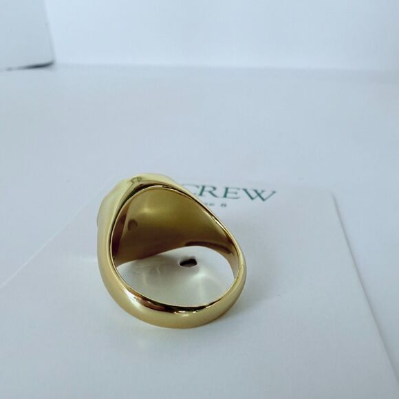 NWT J.Crew Onyx Medallion Gold Plated Ring for Women Size 8 - Picture 5 of 7